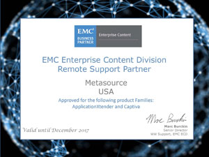 EMC Again Recognizes MetaSource as a Remote Support Partner